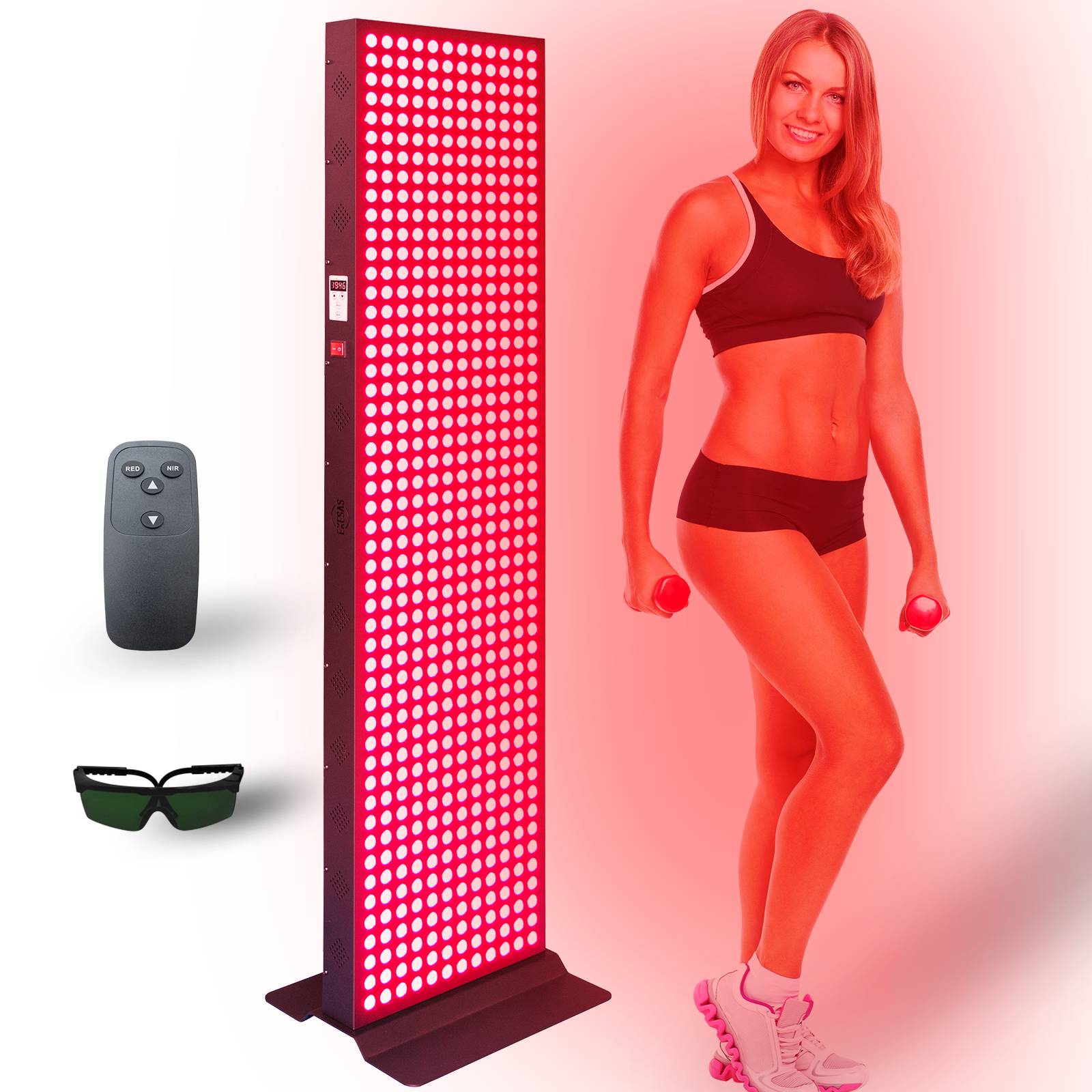 EXESAS 600 LED, 3000W Dual-Chip, Red Light Therapy Device for Full Body, 4-Wavelengths Infrared LED Panel for Skin, Weight, Pain, Wellness