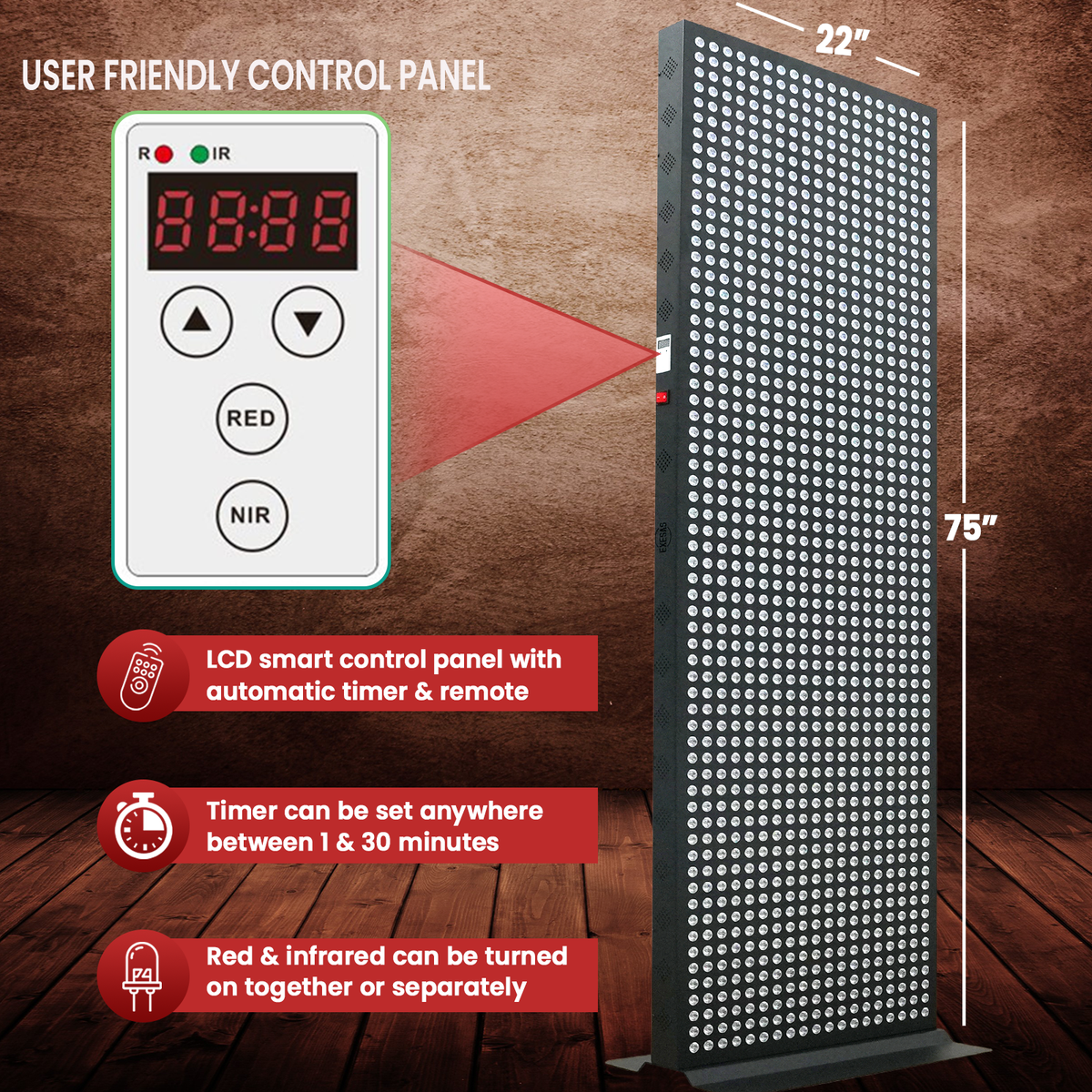 EXESAS 1216 LED, 6080W Dual-Chip, Red Light Therapy Device for Full Body, 4-Wavelengths Infrared LED Panel for Skin, Weight, Pain, Wellness