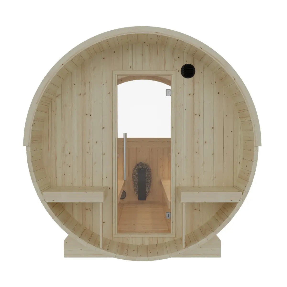 Turku 6-Person Finnish Barrel Sauna with Terrace + WiFi Heater