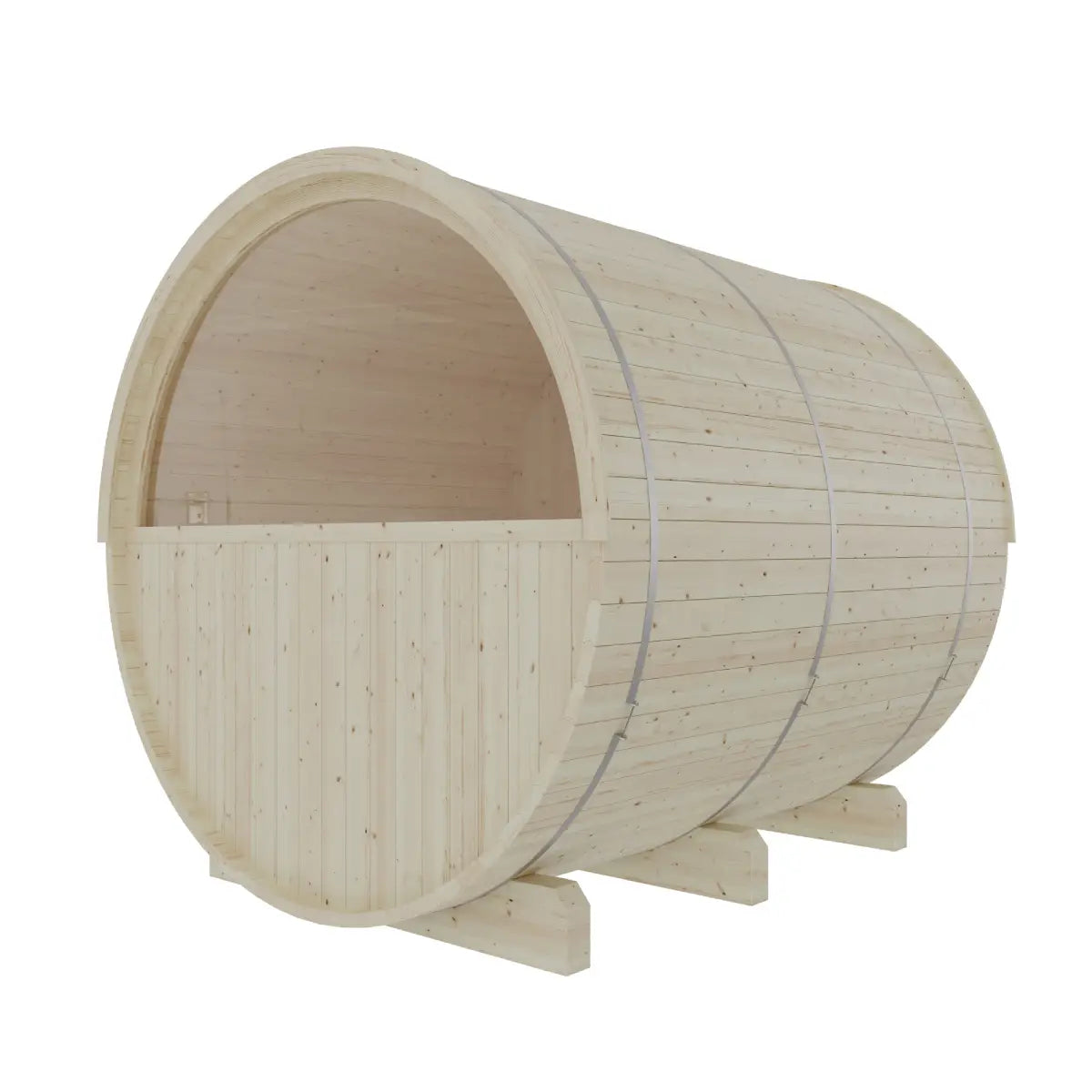 Turku 6-Person Finnish Barrel Sauna with Terrace + WiFi Heater