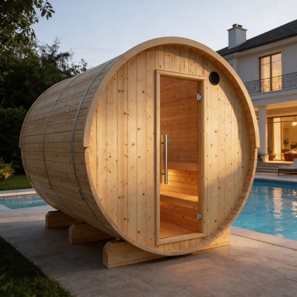 Vassa 6-Person Finnish Barrel Sauna with WiFi Heater