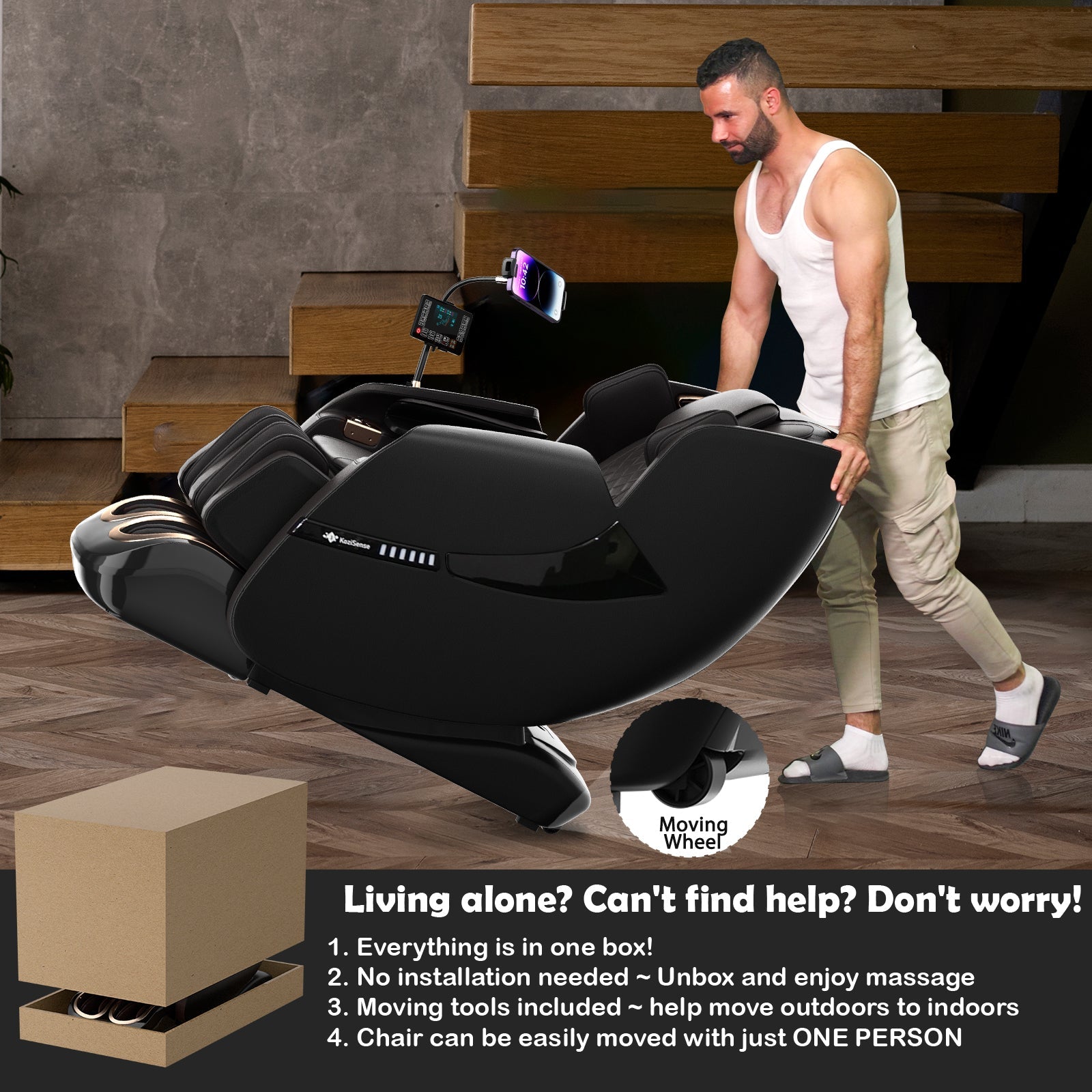 KoziSense KZ-A18 3D SL-Track Massage Chair - All Black