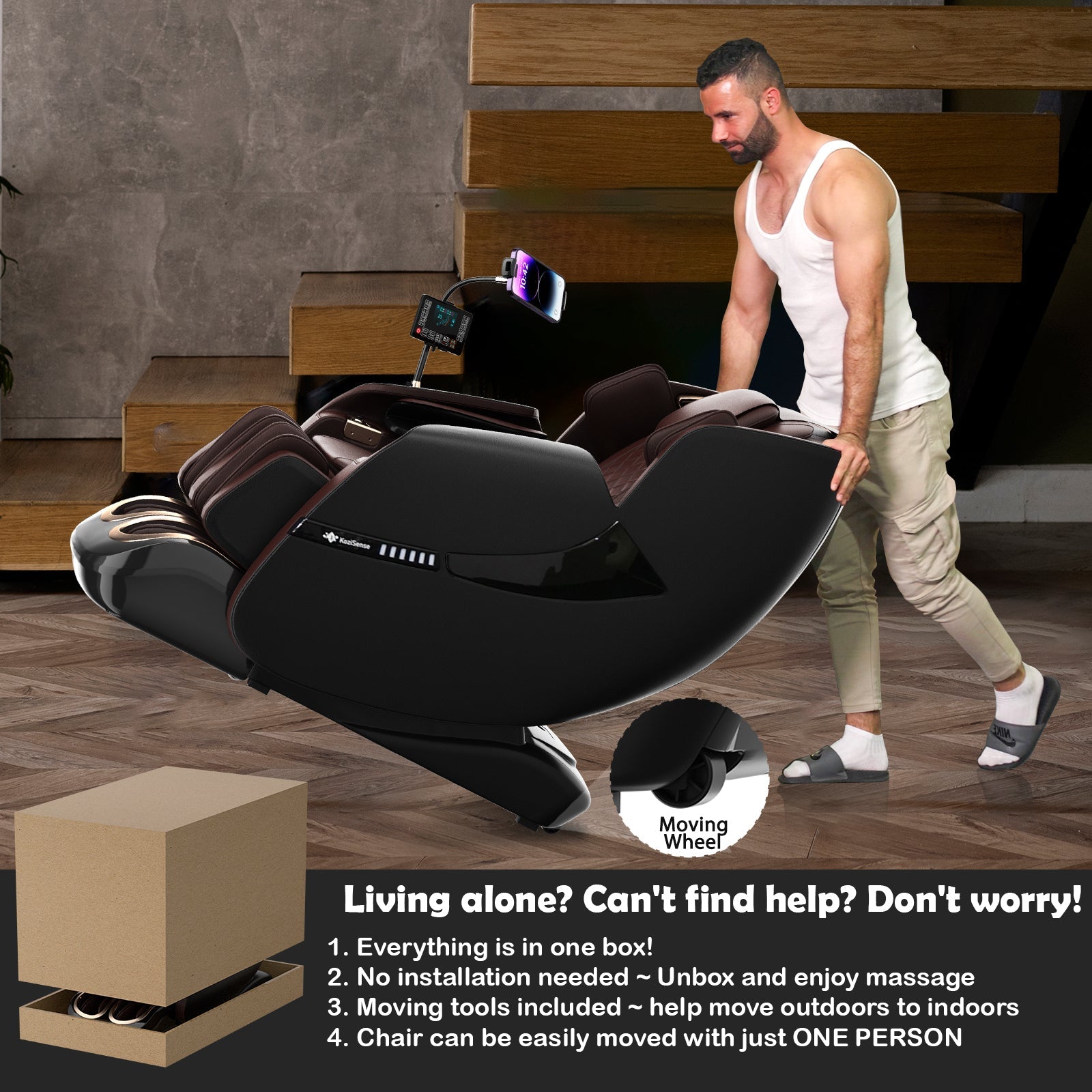 KoziSense KZ-A18 3D SL-Track Massage Chair - Black/Brown