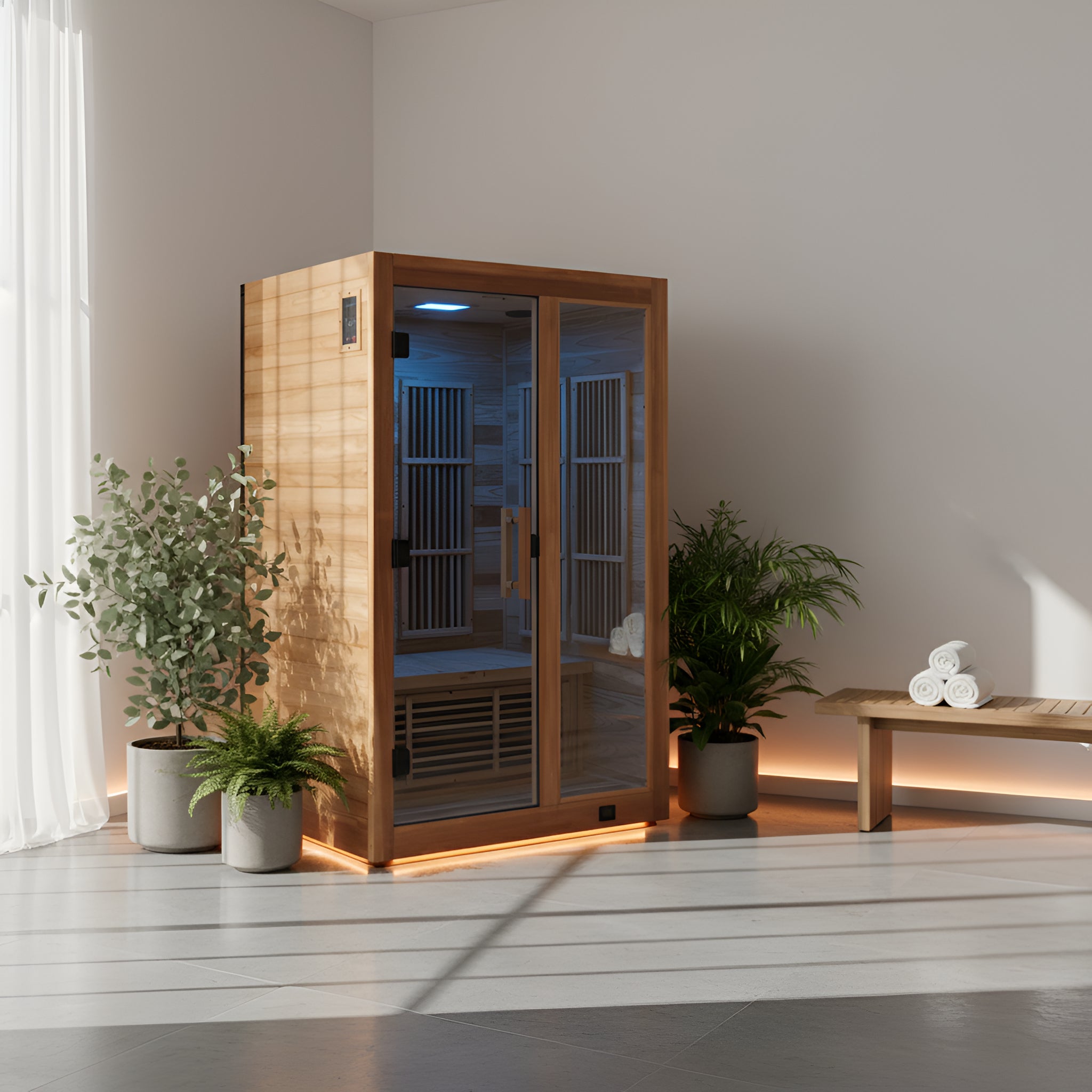 Rylan 2-Person Cedar Infrared Sauna with Red Light + Chromotherapy