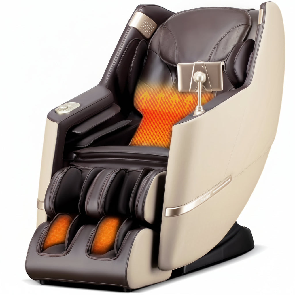 4D Zero-Gravity Massage Chair with Heat + App Control - Beige