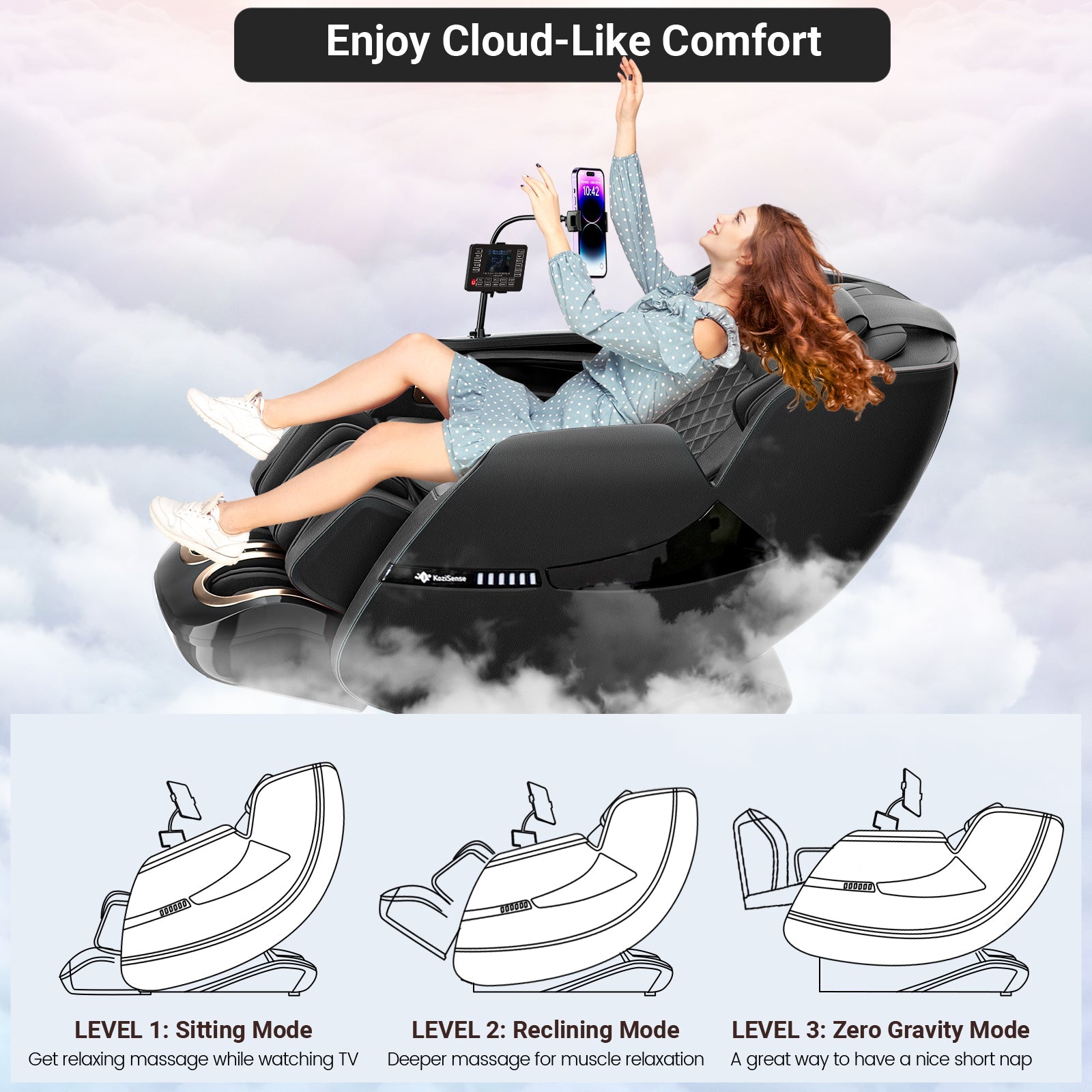 KoziSense KZ-A18 3D SL-Track Massage Chair - All Black
