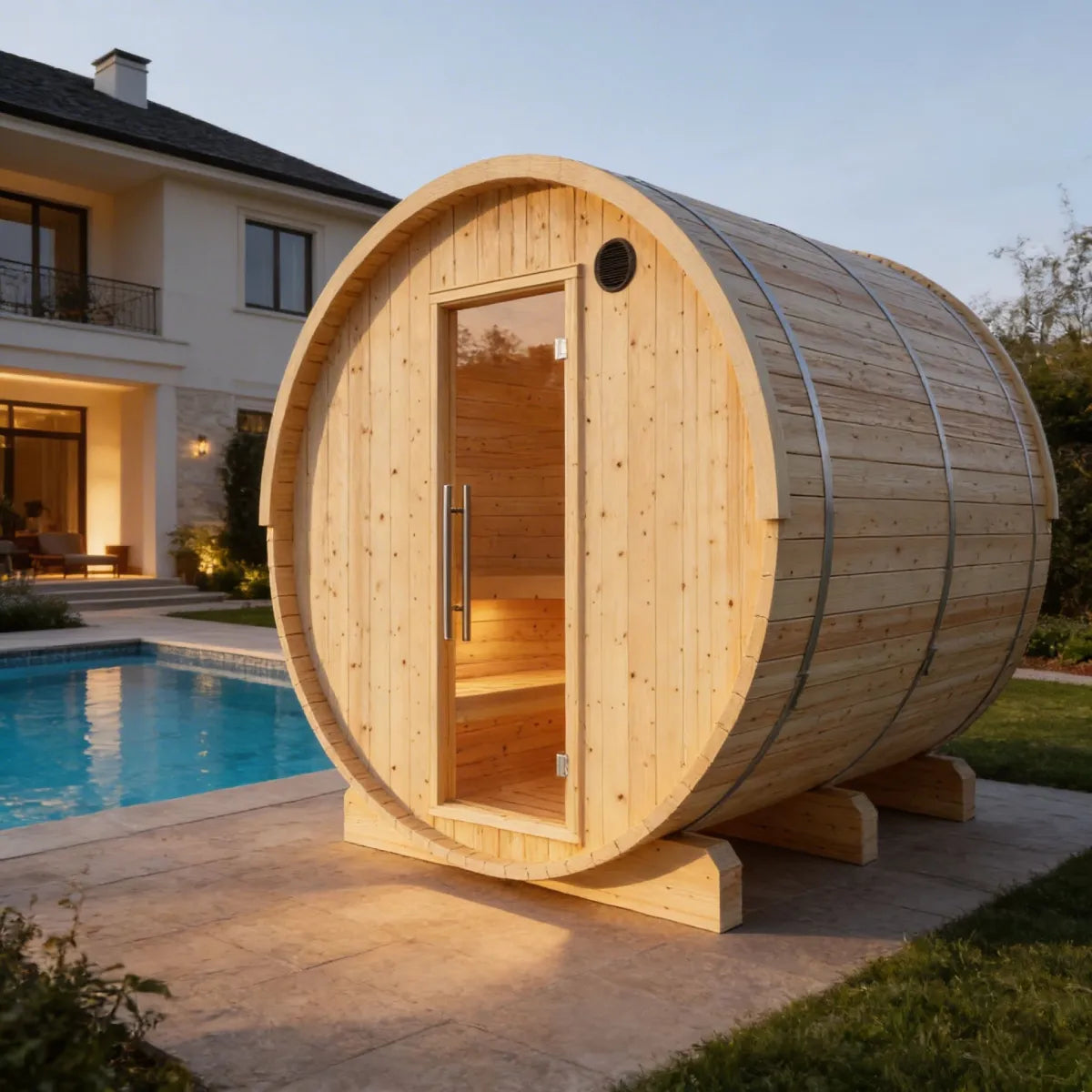 Vassa 6-Person Finnish Barrel Sauna with WiFi Heater