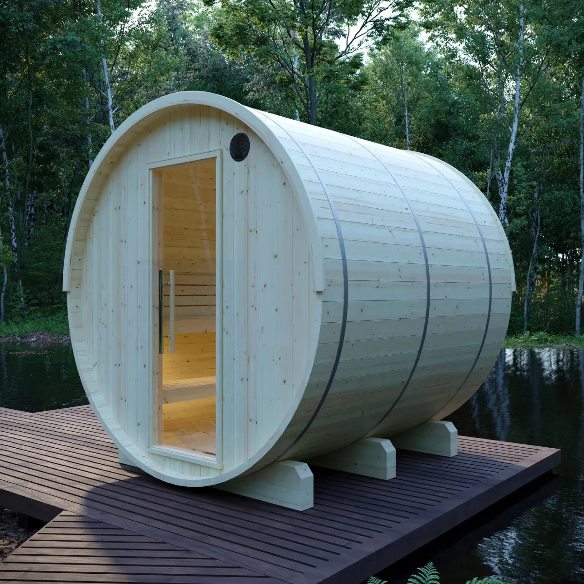 Vassa 6-Person Finnish Barrel Sauna with WiFi Heater