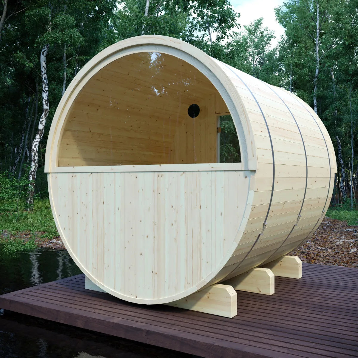 Vassa 6-Person Finnish Barrel Sauna with WiFi Heater