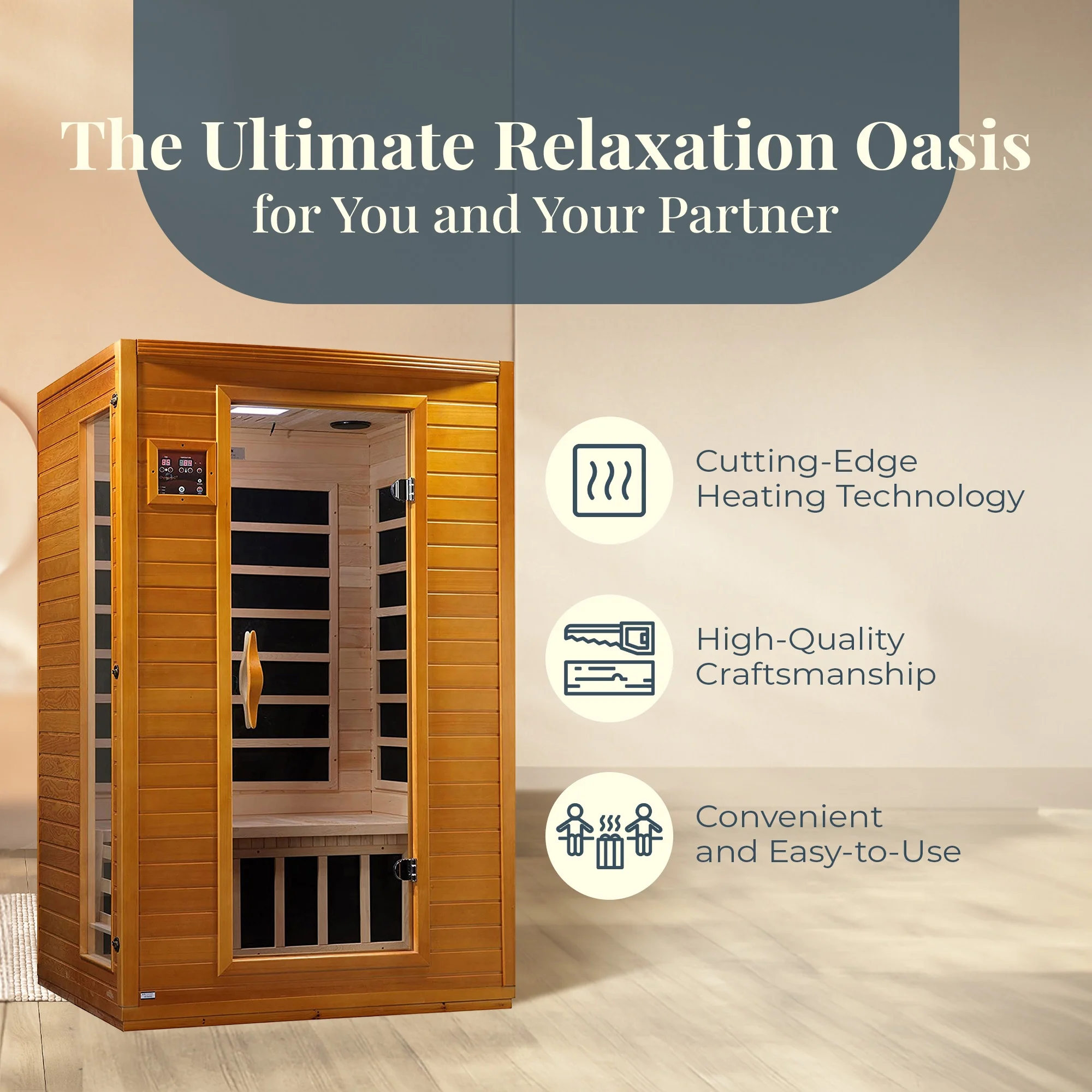 Andora 2-Person Low EMF Hemlock Infrared Sauna